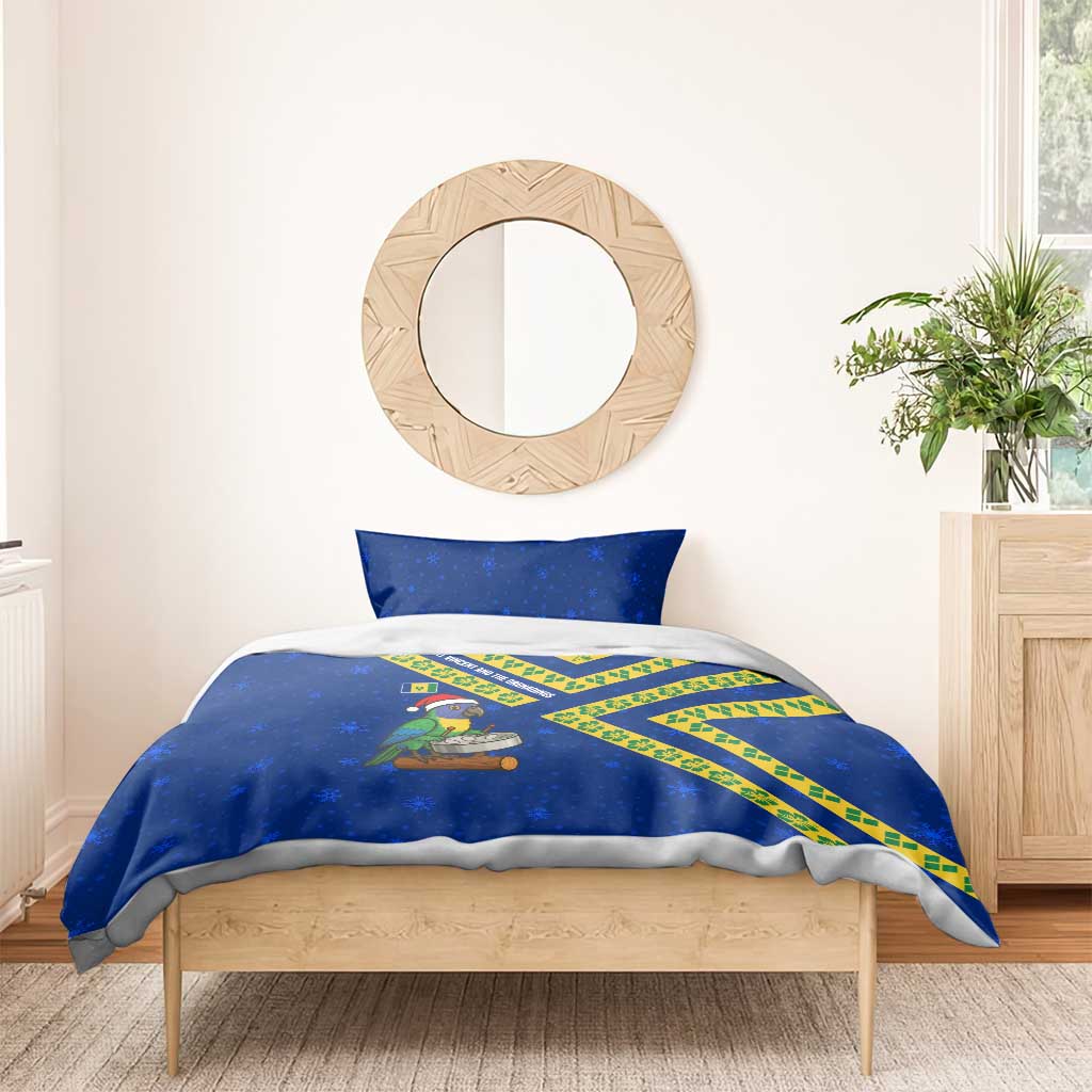 Saint Vincent and the Grenadines Christmas Bedding Set with Parrot Playing Steelpan and Tropical Pattern Design - Wonder Print Shop