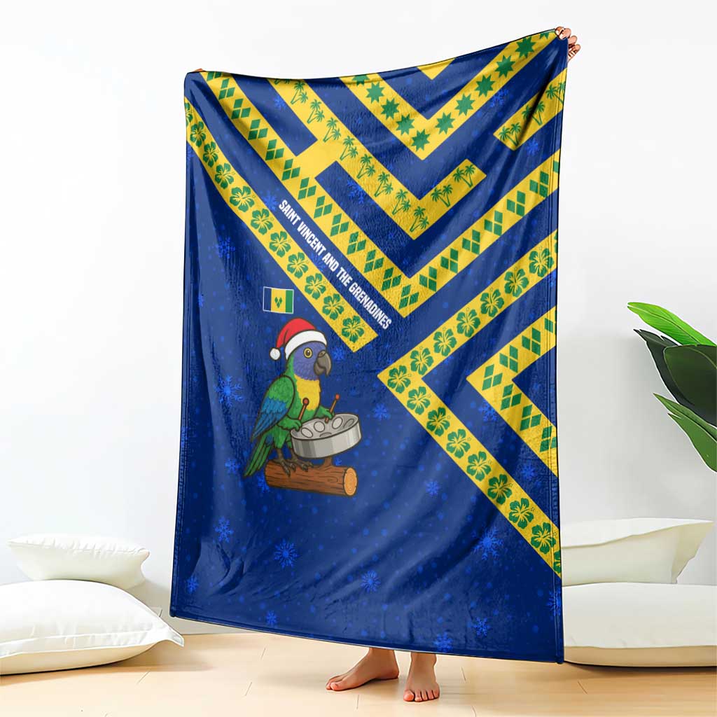 Saint Vincent and the Grenadines Christmas Blanket with Parrot Playing Steelpan and Tropical Pattern Design - Wonder Print Shop