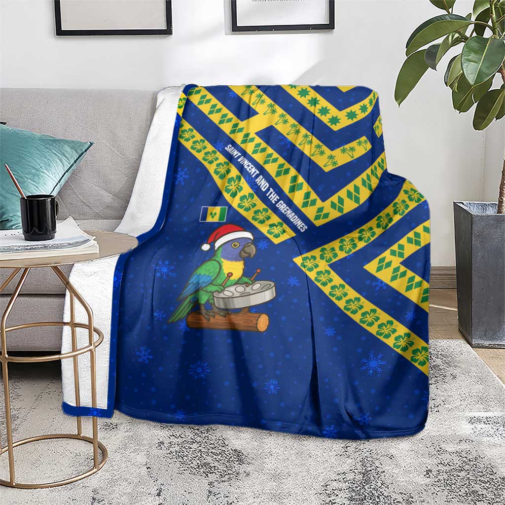 Saint Vincent and the Grenadines Christmas Blanket with Parrot Playing Steelpan and Tropical Pattern Design - Wonder Print Shop
