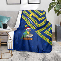 Saint Vincent and the Grenadines Christmas Blanket with Parrot Playing Steelpan and Tropical Pattern Design - Wonder Print Shop