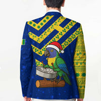 Saint Vincent and the Grenadines Christmas Blazer with Parrot Playing Steelpan and Tropical Pattern Design - Wonder Print Shop