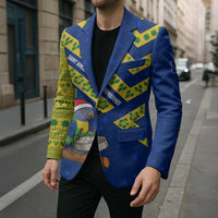 Saint Vincent and the Grenadines Christmas Blazer with Parrot Playing Steelpan and Tropical Pattern Design - Wonder Print Shop