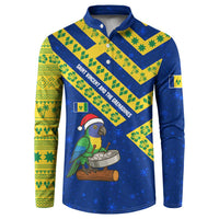 Saint Vincent and the Grenadines Christmas Button Sweatshirt with Parrot Playing Steelpan and Tropical Pattern Design - Wonder Print Shop