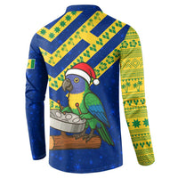 Saint Vincent and the Grenadines Christmas Button Sweatshirt with Parrot Playing Steelpan and Tropical Pattern Design - Wonder Print Shop