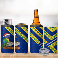 Saint Vincent and the Grenadines Christmas 4 in 1 Can Cooler Tumbler with Parrot Playing Steelpan and Tropical Pattern Design - Wonder Print Shop