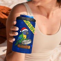 Saint Vincent and the Grenadines Christmas 4 in 1 Can Cooler Tumbler with Parrot Playing Steelpan and Tropical Pattern Design - Wonder Print Shop