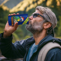 Saint Vincent and the Grenadines Christmas 4 in 1 Can Cooler Tumbler with Parrot Playing Steelpan and Tropical Pattern Design - Wonder Print Shop