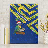 Saint Vincent and the Grenadines Christmas Canvas Wall Art with Parrot Playing Steelpan and Tropical Pattern Design - Wonder Print Shop