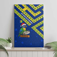 Saint Vincent and the Grenadines Christmas Canvas Wall Art with Parrot Playing Steelpan and Tropical Pattern Design - Wonder Print Shop