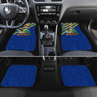 Saint Vincent and the Grenadines Christmas Car Mats with Parrot Playing Steelpan and Tropical Pattern Design - Wonder Print Shop