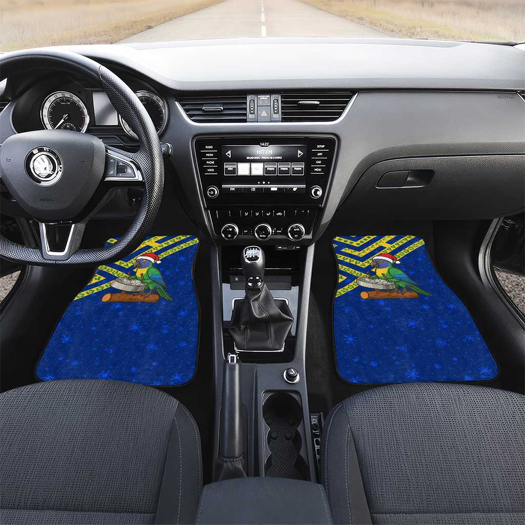 Saint Vincent and the Grenadines Christmas Car Mats with Parrot Playing Steelpan and Tropical Pattern Design - Wonder Print Shop
