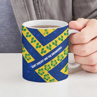 Saint Vincent and the Grenadines Christmas Ceramic Mug with Parrot Playing Steelpan and Tropical Pattern Design - Wonder Print Shop