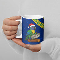 Saint Vincent and the Grenadines Christmas Ceramic Mug with Parrot Playing Steelpan and Tropical Pattern Design - Wonder Print Shop