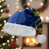 Saint Vincent and the Grenadines Christmas Santa Hat with Parrot Playing Steelpan and Tropical Pattern Design - Wonder Print Shop