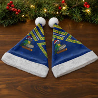 Saint Vincent and the Grenadines Christmas Santa Hat with Parrot Playing Steelpan and Tropical Pattern Design - Wonder Print Shop