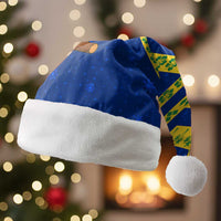 Saint Vincent and the Grenadines Christmas Santa Hat with Parrot Playing Steelpan and Tropical Pattern Design - Wonder Print Shop