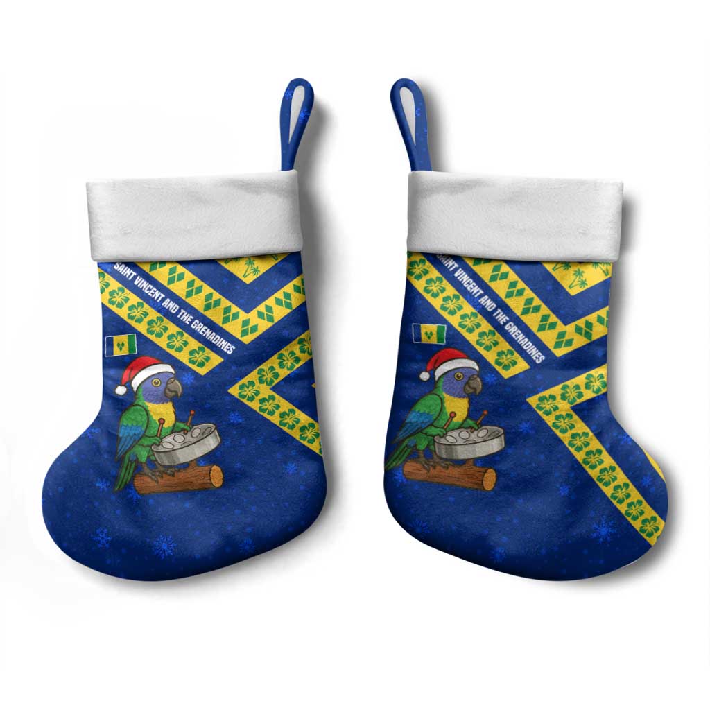 Saint Vincent and the Grenadines Christmas Stocking with Parrot Playing Steelpan and Tropical Pattern Design - Wonder Print Shop