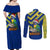 Saint Vincent and the Grenadines Christmas Couples Matching Off Shoulder Maxi Dress and Long Sleeve Button Shirt with Parrot Playing Steelpan and Tropical Pattern Design - Wonder Print Shop