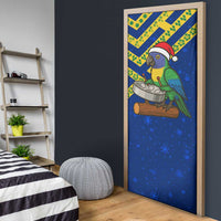 Saint Vincent and the Grenadines Christmas Door Cover with Parrot Playing Steelpan and Tropical Pattern Design - Wonder Print Shop