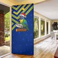 Saint Vincent and the Grenadines Christmas Door Cover with Parrot Playing Steelpan and Tropical Pattern Design - Wonder Print Shop