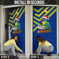 Saint Vincent and the Grenadines Christmas Door Cover with Parrot Playing Steelpan and Tropical Pattern Design - Wonder Print Shop