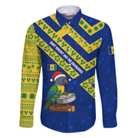 Saint Vincent and the Grenadines Christmas Family Matching Long Sleeve Bodycon Dress and Hawaiian Shirt with Parrot Playing Steelpan and Tropical Pattern Design - Wonder Print Shop