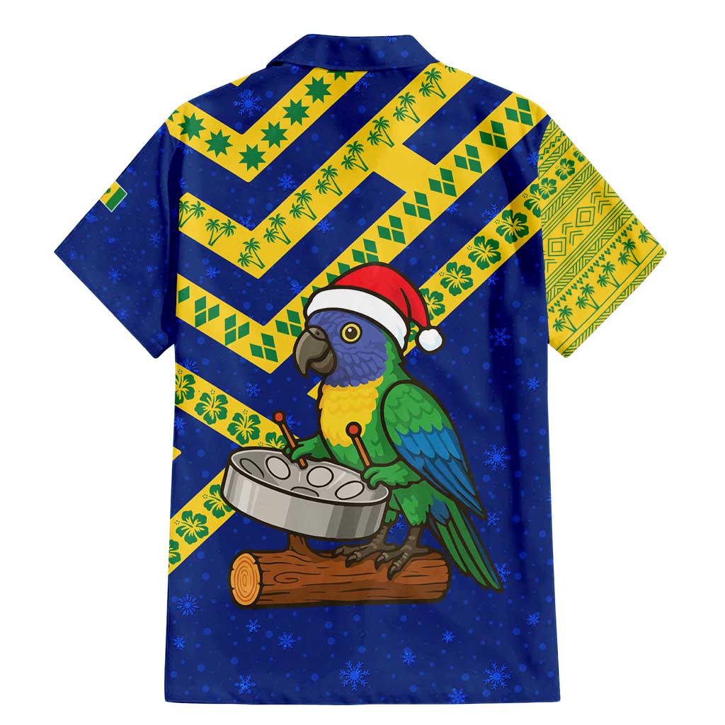Saint Vincent and the Grenadines Christmas Family Matching Mermaid Dress and Hawaiian Shirt with Parrot Playing Steelpan and Tropical Pattern Design - Wonder Print Shop