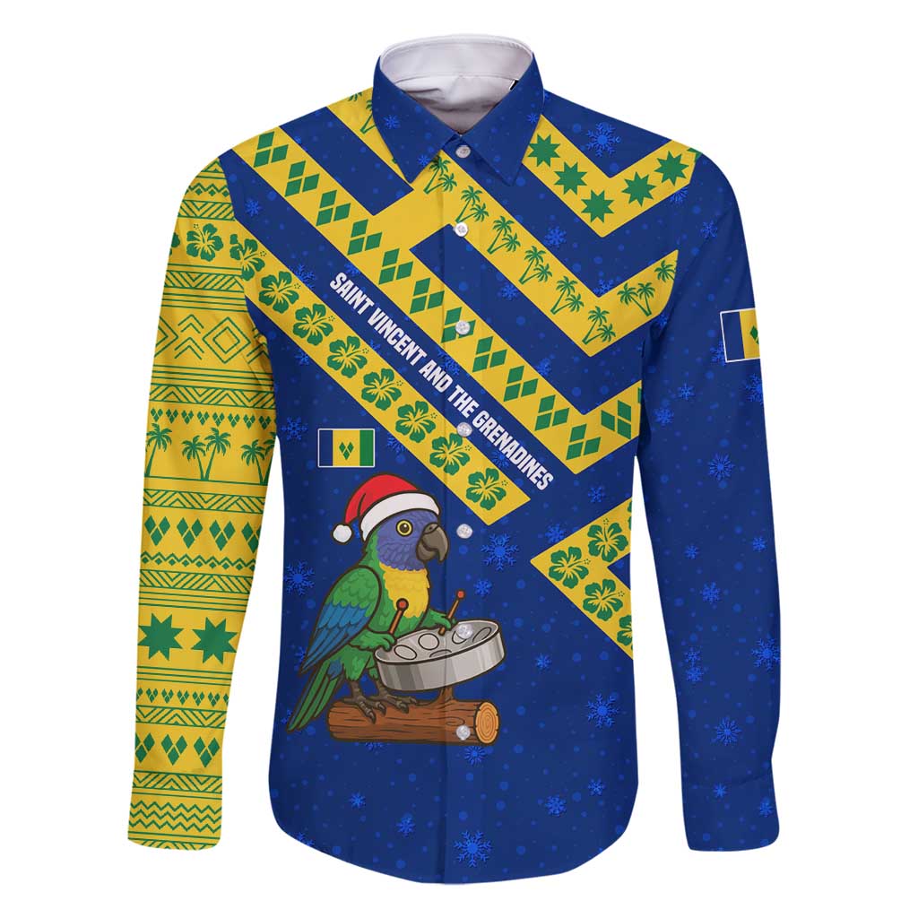Saint Vincent and the Grenadines Christmas Family Matching Summer Maxi Dress and Hawaiian Shirt with Parrot Playing Steelpan and Tropical Pattern Design - Wonder Print Shop