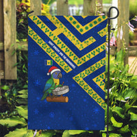 Saint Vincent and the Grenadines Christmas Garden Flag with Parrot Playing Steelpan and Tropical Pattern Design - Wonder Print Shop