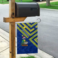 Saint Vincent and the Grenadines Christmas Garden Flag with Parrot Playing Steelpan and Tropical Pattern Design - Wonder Print Shop