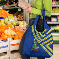 Saint Vincent and the Grenadines Christmas Grocery Bag with Parrot Playing Steelpan and Tropical Pattern Design - Wonder Print Shop