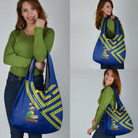 Saint Vincent and the Grenadines Christmas Grocery Bag with Parrot Playing Steelpan and Tropical Pattern Design - Wonder Print Shop