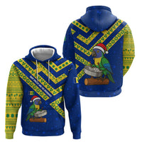 Saint Vincent and the Grenadines Christmas Hoodie with Parrot Playing Steelpan and Tropical Pattern Design - Wonder Print Shop