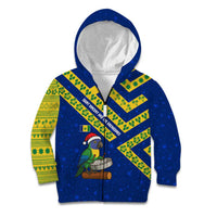 Saint Vincent and the Grenadines Christmas Kid Hoodie with Parrot Playing Steelpan and Tropical Pattern Design - Wonder Print Shop