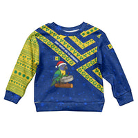 Saint Vincent and the Grenadines Christmas Kid Ugly Christmas Sweater with Parrot Playing Steelpan and Tropical Pattern Design - Wonder Print Shop