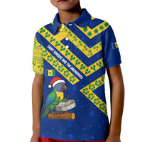 Saint Vincent and the Grenadines Christmas Kid Polo Shirt with Parrot Playing Steelpan and Tropical Pattern Design - Wonder Print Shop