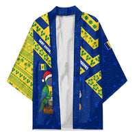 Saint Vincent and the Grenadines Christmas Kimono with Parrot Playing Steelpan and Tropical Pattern Design - Wonder Print Shop