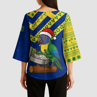 Saint Vincent and the Grenadines Christmas Kimono Sleeve Blouse with Parrot Playing Steelpan and Tropical Pattern Design - Wonder Print Shop
