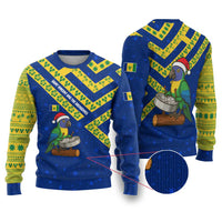 Saint Vincent and the Grenadines Christmas Ugly Christmas Sweater with Parrot Playing Steelpan and Tropical Pattern Design - Wonder Print Shop