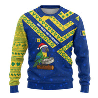 Saint Vincent and the Grenadines Christmas Ugly Christmas Sweater with Parrot Playing Steelpan and Tropical Pattern Design - Wonder Print Shop