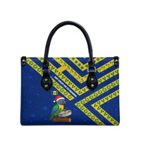 Saint Vincent and the Grenadines Christmas Leather Bag with Parrot Playing Steelpan and Tropical Pattern Design - Wonder Print Shop