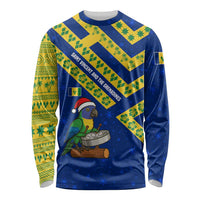 Saint Vincent and the Grenadines Christmas Long Sleeve Shirt with Parrot Playing Steelpan and Tropical Pattern Design - Wonder Print Shop