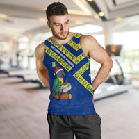 Saint Vincent and the Grenadines Christmas Men Tank Top with Parrot Playing Steelpan and Tropical Pattern Design - Wonder Print Shop