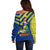 Saint Vincent and the Grenadines Christmas Off Shoulder Sweater with Parrot Playing Steelpan and Tropical Pattern Design - Wonder Print Shop