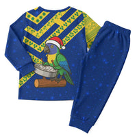 Saint Vincent and the Grenadines Christmas Pajama Set with Parrot Playing Steelpan and Tropical Pattern Design - Wonder Print Shop
