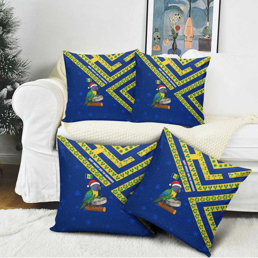 Saint Vincent and the Grenadines Christmas Pillow Cover with Parrot Playing Steelpan and Tropical Pattern Design - Wonder Print Shop