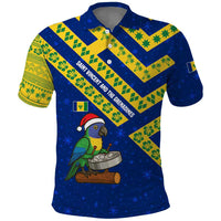 Saint Vincent and the Grenadines Christmas Polo Shirt with Parrot Playing Steelpan and Tropical Pattern Design - Wonder Print Shop