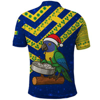 Saint Vincent and the Grenadines Christmas Polo Shirt with Parrot Playing Steelpan and Tropical Pattern Design - Wonder Print Shop