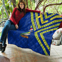 Saint Vincent and the Grenadines Christmas Quilt with Parrot Playing Steelpan and Tropical Pattern Design - Wonder Print Shop