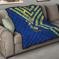 Saint Vincent and the Grenadines Christmas Quilt with Parrot Playing Steelpan and Tropical Pattern Design - Wonder Print Shop